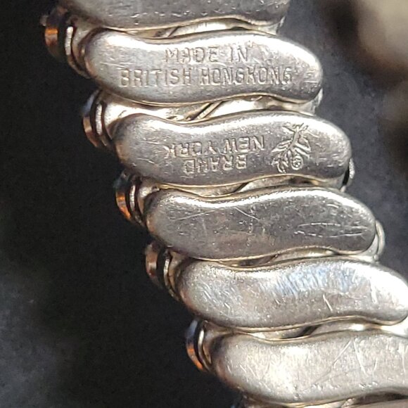 Vintage BSK Silver-Tone Rhinestone Stretch Bracelets Set Of 2 Made In British Ho - Picture 6 of 8